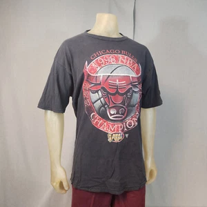 Vintage NBA Chicago Bulls Black 1998 Champions Graphic T Shirt Top LARGE Crew SS - Picture 1 of 7