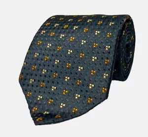 ERMENEGILDO ZEGNA MEN'S TIE 100% SILK MADE IN ITALY Grey Box Print C4 - Picture 1 of 2