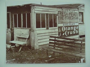 Letrero Orange Crush con foto de archivo de tarjeta sepia vintage aplastada años 30 - Imagen 1 de 1