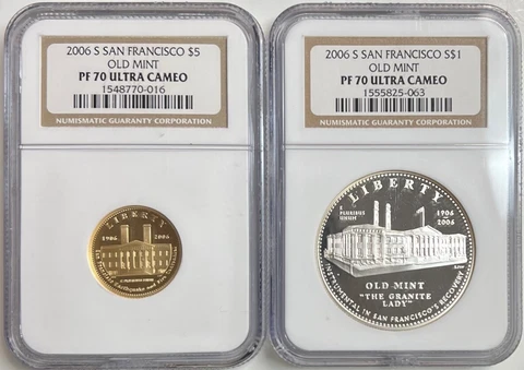 2006 S San Francisco $5 Gold $1 Silver Proof Old Mint NGC PF70 Ultra Cameo Cover