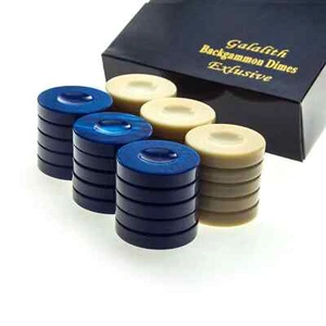 30 x Manopoulos Handmade Galalith Checkers, 36mm - Blue/White - Picture 1 of 1
