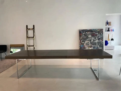 B&B Italia Athos Brown Oak & Chrome Dining Table by Paola Piva, Made in Italy Cover