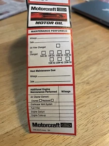 Motorcraft Maintenance Sticker, Dated August 1984 - Picture 1 of 1