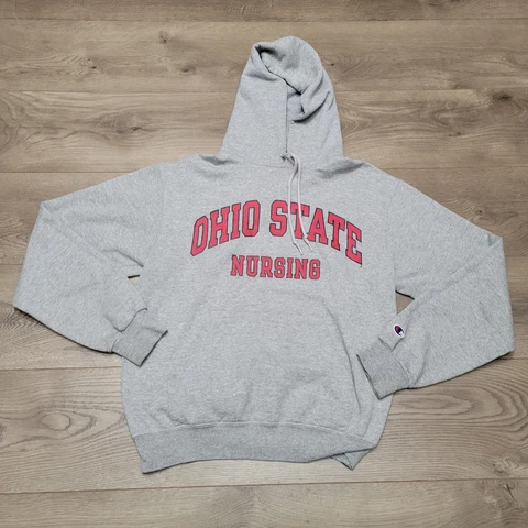 Ohio State Buckeyes Sweatshirt Adult Small Gray Nursing Pullover Hoodie Champion Cover