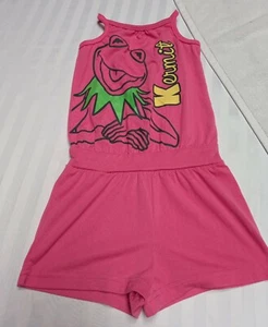Disney Kermit The Frog Girl's Pink Jumper shorts Size 5 VGC - Picture 1 of 8