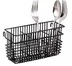 Drying Rack Basket Kitchen Utensil Black Spoons Forks Knives Sturdy Dish Drainer - Picture 1 of 8