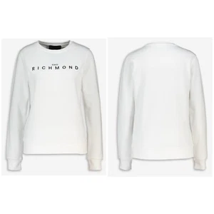 JOHN RICHMOND Women’s White Glitter Logo Sweatshirt - Size XS New - Picture 1 of 8