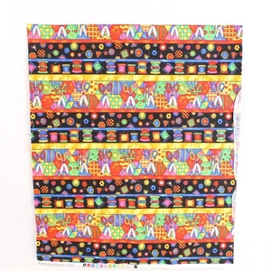 Michael Miller C756 Sewing Stripes Fabric Panel 19"x45" Cotton Colorful - Picture 1 of 5