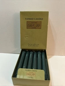 Yankee Candle Unscented Bell -Top 8” Christmas Green Taper Candles 12/box - Picture 1 of 4