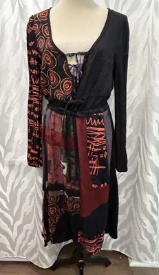 Vestido Boho Midi Desigual Para Mujer Corbata Frontal Cordón Cintura Ajuste y Acampanado M Foto 1 de 4