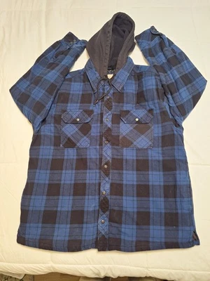 Boston Traders Flannel Shirt Jacket Quilted Lined Hooded Plaid Size XL - Image 1 of 4