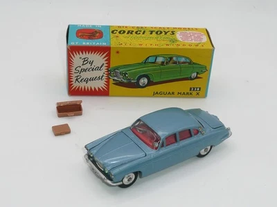 Corgi 238 Jaguar Mark X Gun Metal Blue w/cases Boxed *original* - Image 1 of 4