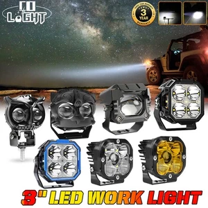 3" LED Driving Work Light Spot Flood W/Amber Pods Off-Road Truck Fog UTV ATV SUV - Picture 1 of 77