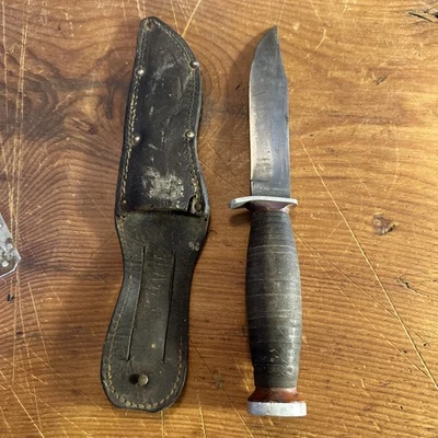 Cuchillo y funda de caza vintage Schrade Walden EE. UU. H-15 Foto 1 de 4