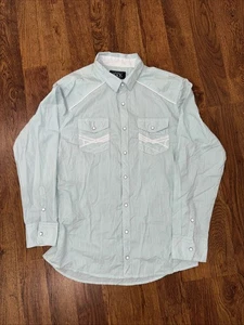 Camicia western nera fibbia uomo L vestibilità standard snap davanti lunga Lt verde menta - Foto 1 di 3