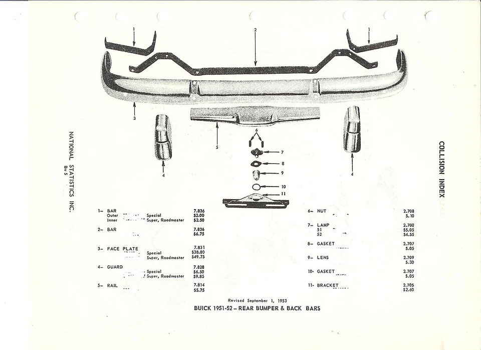 Buick Special Super Roadmaster 1951 1952 parachoques trasero nuevo en stock guía de piezas Foto 1 de 1