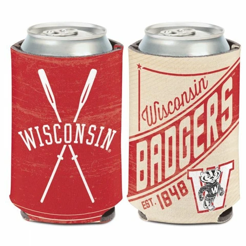 WISCONSIN BADGERS COLLEGE VAULT SOFT FOAM CAN BOTTLE COOZIE KOOZIE COOLER Cover