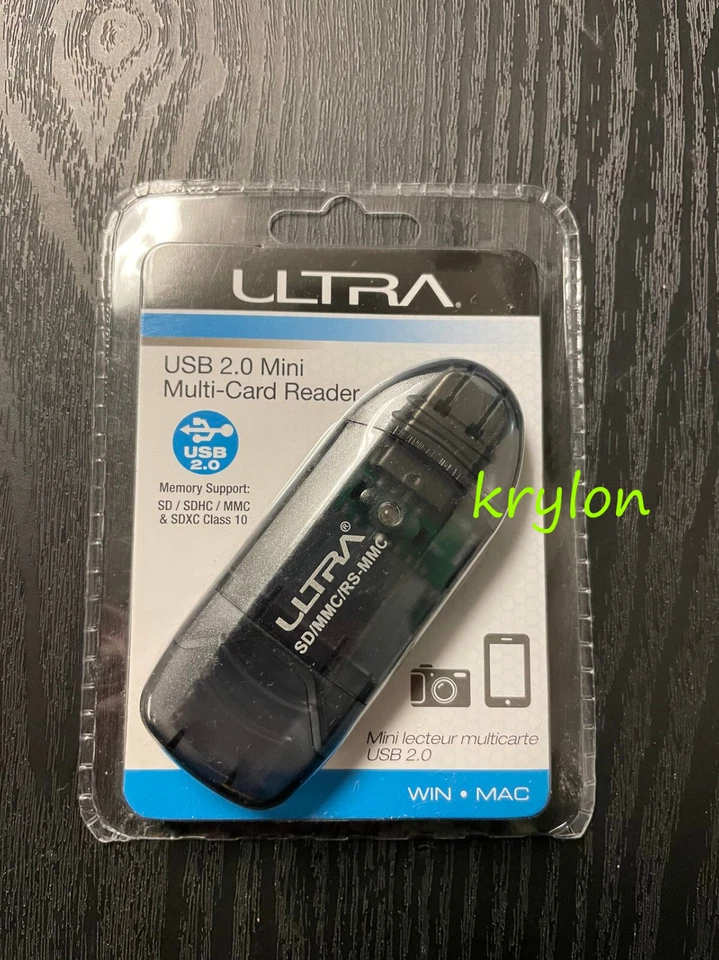 Ultra SDXC SDHC MMC Portable External USB 2.0 Card Reader Drive Retail Black - Image 1 of 4