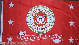 Coast Guard served Flag 3x5 ft U.S. military banner gt better quality usa seller - Picture 1 of 5
