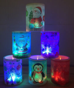 LED Colour Changing Light Up Christmas Candle - Penguin Snowman Santa Reindeer