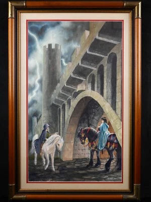 Vintage Framed Original Gouache Painting "The Castle in the Night" By Teanna - Image 1 of 4