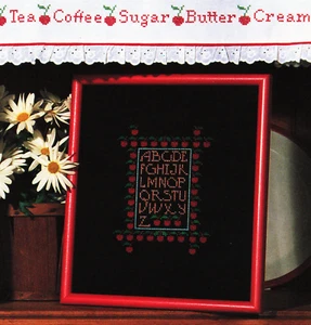 "COUNTRY KITCHEN CHERRIES SAMPLER" Fruit Alphabet Cross Stitch Pattern Chart V10 - Picture 1 of 3