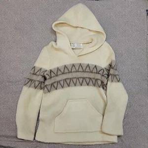 Hilda Ltd Icelandic 100% Wool Hoodie Cream Size Large Womens Pockets T86 - Picture 1 of 6