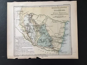 Mappa Montagne Usambara Tanzania Africa Orientale 1889 Justus Perthes-Petermann - Foto 1 di 2