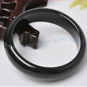 Brazalete Brazalete Joyería Piedras Preciosas Jade Nefrita Ónix Ágata Negra Natural 56-62mm - Imagen 1 de 13
