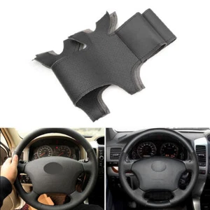 Black Leather For Toyota Land Cruiser 1995-2007 Steering Wheel Cover Hand Sewing - Picture 1 of 9