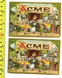 VINTAGE ACME LAGER BIERETIKETT ORIGINAL SAN FRANCISCO BAR BREWERIANA ALKOHOL SELTEN - Bild 1 von 2