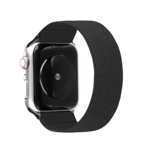 Bracelet élastique boucle solo nylon pour Apple Watch 38/40/41MM noir moyen - Photo 1 sur 7