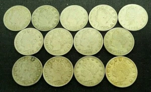DEALER LOT (13) XF LIBERTY V NICKELS 1903-1911 READ. REDUCED 12/6/24 (9338) - Bild 1 von 2