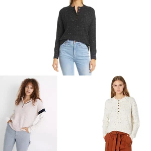 [NB381/382] Madewell Donegal Bowden Yarn Henley Womens Sweater Pick Color & Size - Picture 1 of 21