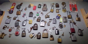 Lot Over 50 Vintage/Antique Padlocks w/Keys,Combos -No Yale -No Master Lock #1 - Picture 1 of 23