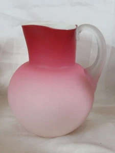 Antique Victorian Peachblow Uranium Glass Cranberry Pitcher Possibly Webb 8.5" h - Picture 1 of 6