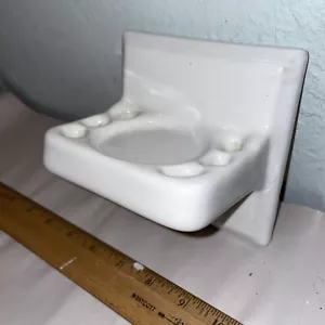Vintage Off-White Classic Ceramic Toothbrush Cup Wall-Mount Thinset NOS - Picture 1 of 5