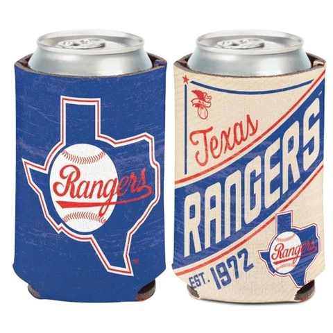Texas Rangers 12oz Two Sided Vintage Can Cooler [NEW] MLB Holder Foam Koozie Cover