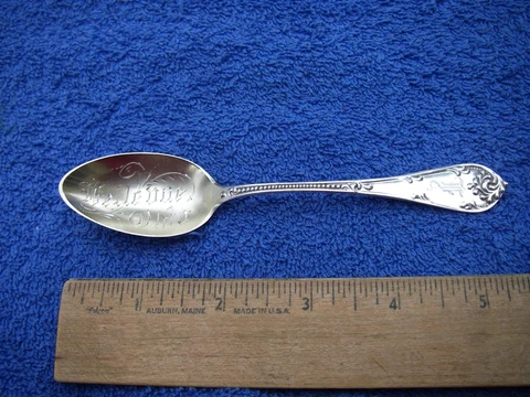 Fine BELLEVUE OHIO Souvenir Spoon-Towle RUSTIC Pattern-Dated 1901 Cover