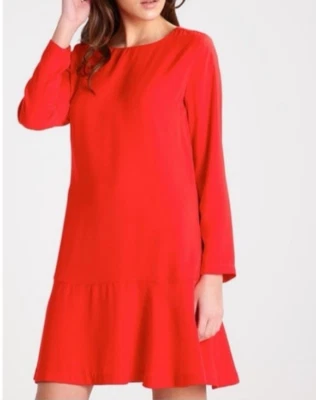 Vestido J Crew Shift 6 T Alto 3/4 Rojo Manga Larga Lavable NUEVO NUEVO CON ETIQUETAS Foto 1 de 4