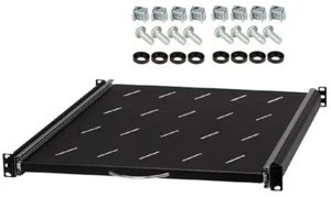 1 HE 19" ausziehbare Rackablage 55 cm Rackauszug Ablage Trägereinschub Fachboden - Afbeelding 1 van 12