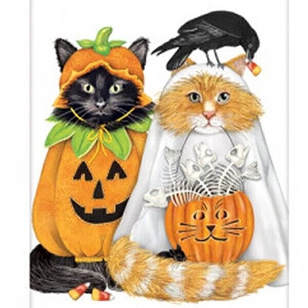 Mary Lake-Thompson Trick or Treat Cats Halloween Flour Sack Kitchen Towel