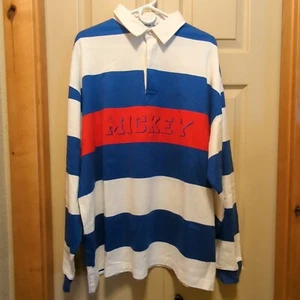 Disney Mickey Mouse Long Sleeve Polo Shirt Red White Blue XL Extra Large - Picture 1 of 8