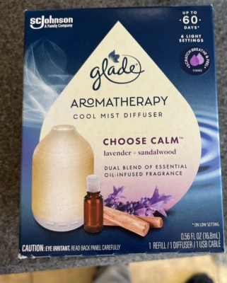 Glade Aromatherapy CHOOSE CALM Cool Mist Essential Oil Diffuser Kit w/Refill NEW - Image 1 of 3
