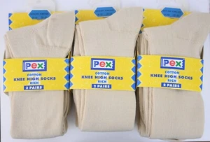 4  pairs of PEX Knee High School Socks Cotton Rich   Camel Colour - Picture 1 of 4