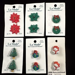 Mixed Christmas Buttons Lot - Vintage La Mode & JHB 6 sets (12 total) - Picture 1 of 17