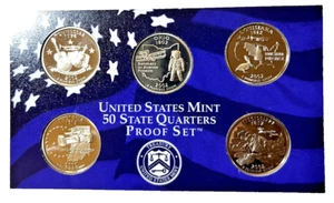 2002-S US Mint State Quarters Proof Set 5 Coins  no box or COA - Picture 1 of 2