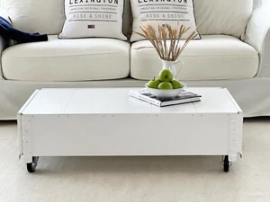 Couchtisch Blanco Mesa de Salón Sofá Madera Maciza Vintage Shabby Desván Retro - Imagen 1 de 7