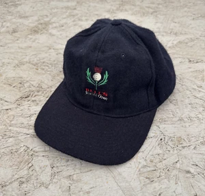Vintage Bells Scottish Open Wool Baseball Cap Golf Hat One Size Navy Blue Vtg - Picture 1 of 5