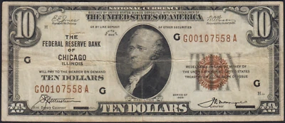 Fr.1860-G 1929 Chicago $10 Federal Reserve Bank Note VF - Image 1 of 2